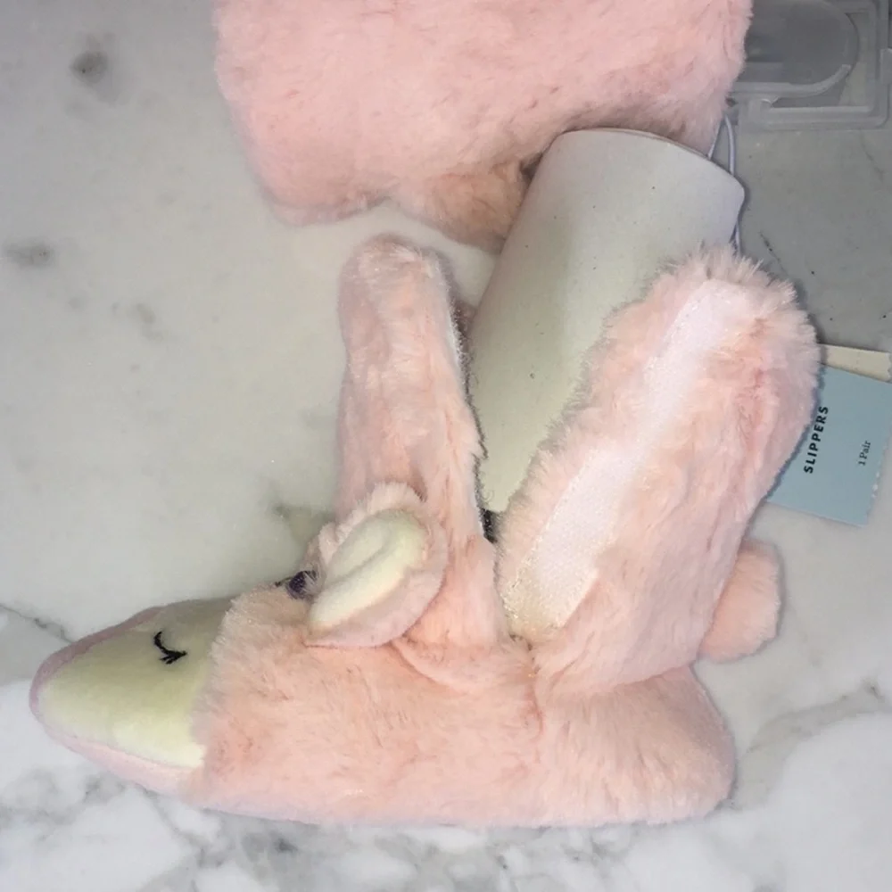 Toddler slippers Fuzzy Boot Llama Pink little girl Size 5/6 flower Crown‎
